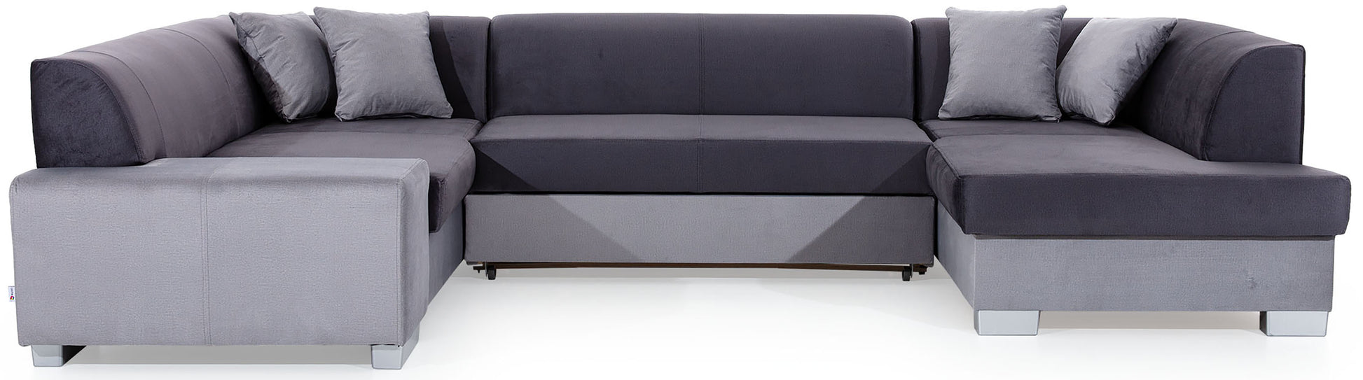 Narożnik Havana Monolith 97 ciemnoszary z szarymi elementami Monolith 84, nowoczesna sofa narożna na białym tle