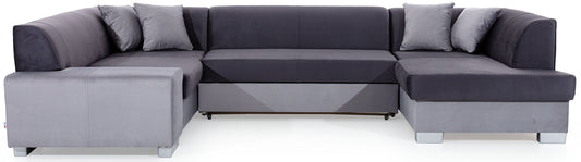 Narożnik Havana Monolith 97 ciemnoszary z szarymi elementami Monolith 84, nowoczesna sofa narożna na białym tle