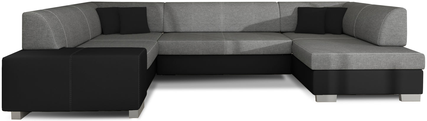 Narożnik Havana Sawana 05 ciemnoszary z czarnymi elementami Soft 11, nowoczesna sofa narożna na białym tle
