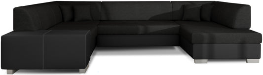 Narożnik Havana Sawana 14 czarny z czarnymi elementami Soft 11, nowoczesna sofa narożna na białym tle
