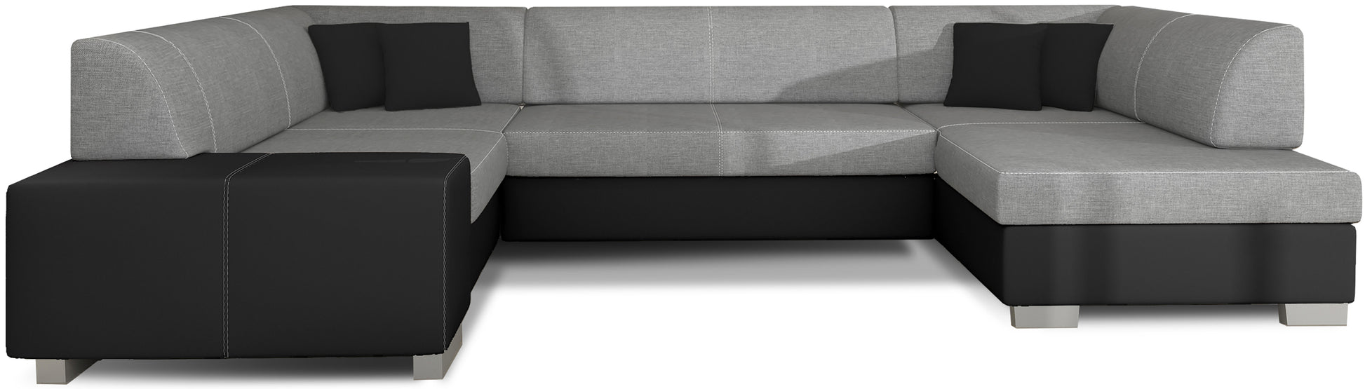 Narożnik Havana Sawana 21 szary z czarnymi elementami Soft 11, nowoczesna sofa narożna na białym tle