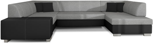 Narożnik Havana Sawana 21 szary z czarnymi elementami Soft 11, nowoczesna sofa narożna na białym tle