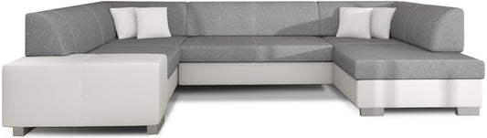 Narożnik Havana Sawana 21 szary z białymi elementami Soft 17, nowoczesna sofa narożna na białym tle