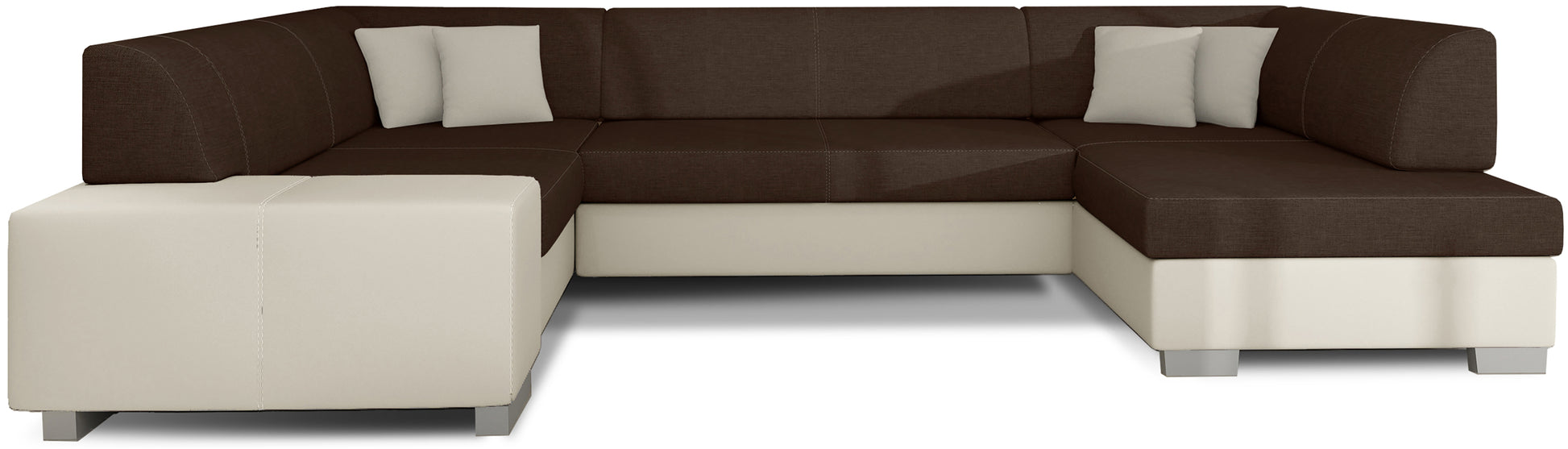 Narożnik Havana Sawana 26 brązowy z beżowymi elementami Soft 33, nowoczesna sofa narożna na białym tle