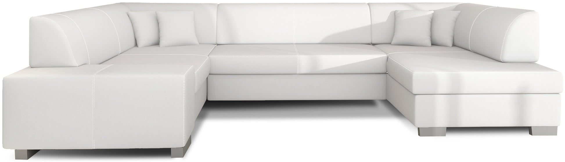 Narożnik Havana Soft 17 biały, elegancka sofa narożna w białej tkaninie na białym tle