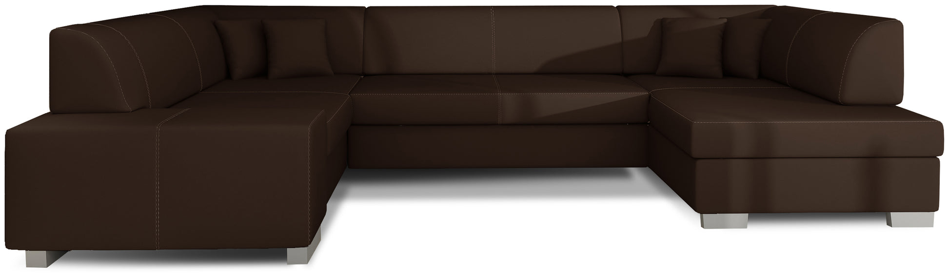 Narożnik Havana Soft 66 brązowy, elegancka sofa narożna w ciemnobrązowej tkaninie na białym tle
