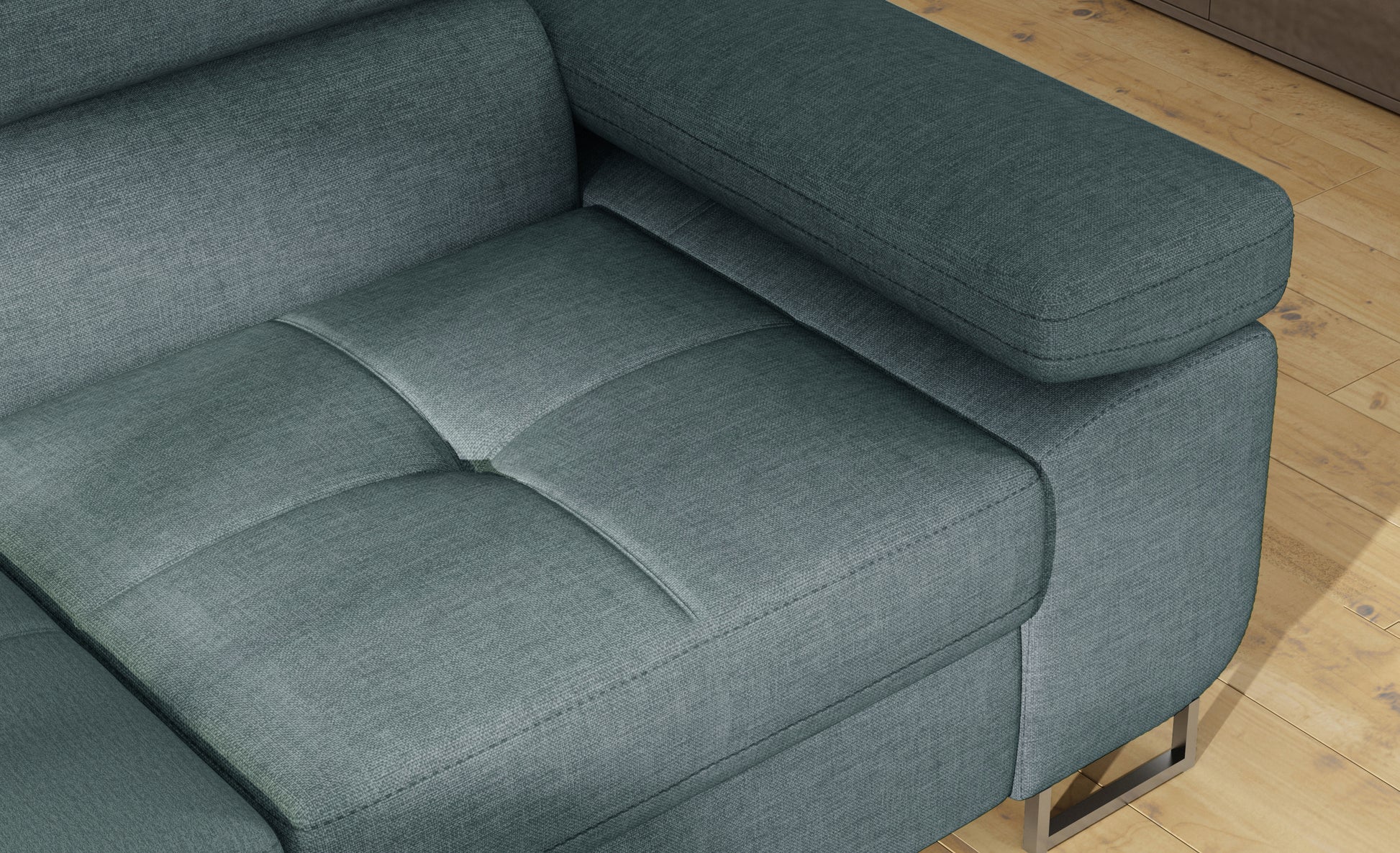 Podłokietnik narożnika Anton w kolorze Cover 17 niebieski – widok z góry.