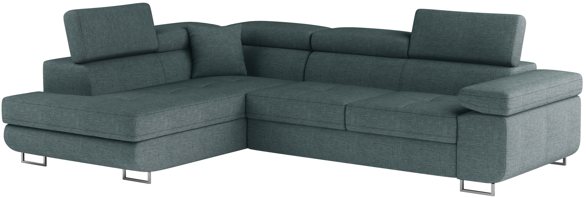 Narożnik Anton w kolorze Cover 17 niebieski, układ lewy – widok z przodu pod kątem.