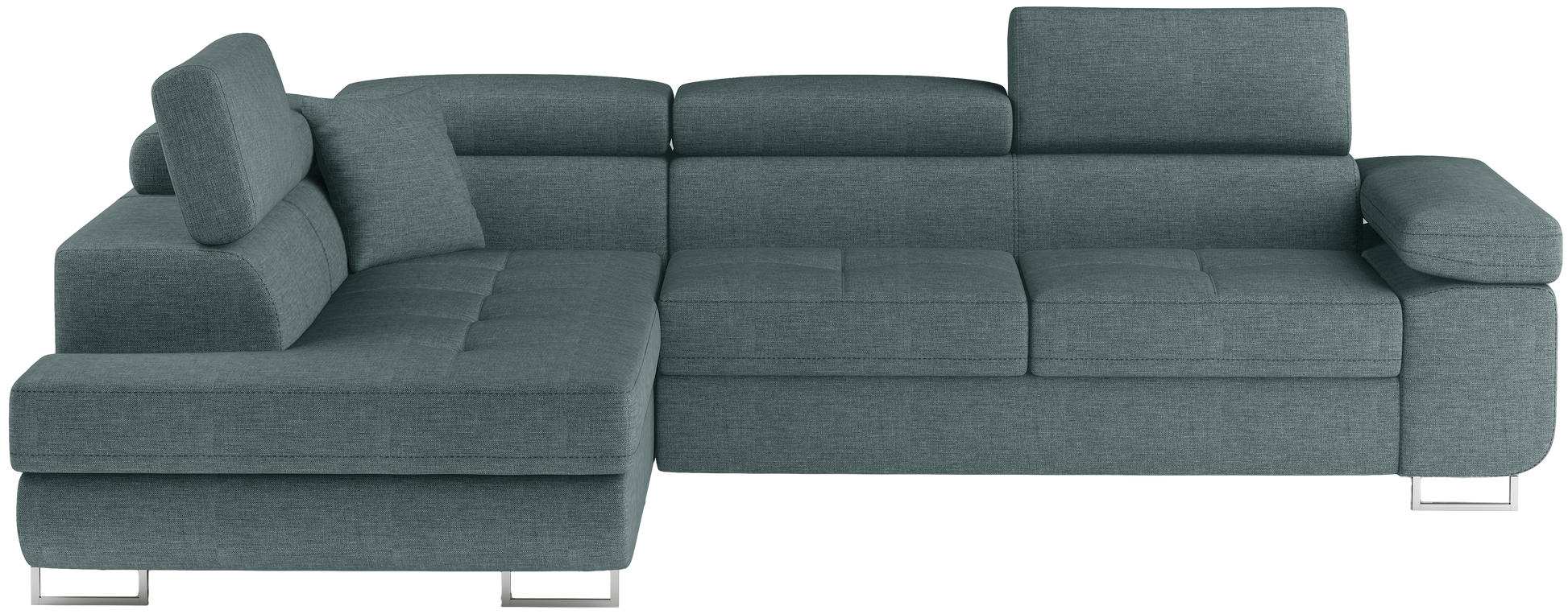 Narożnik Anton Cover 17 niebieski – widok frontalny w układzie lewym.