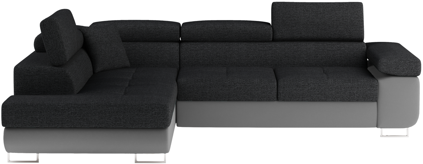 Narożnik Anton Inari 96 ciemnoszary / Soft 29 szary – widok frontalny w układzie lewym.