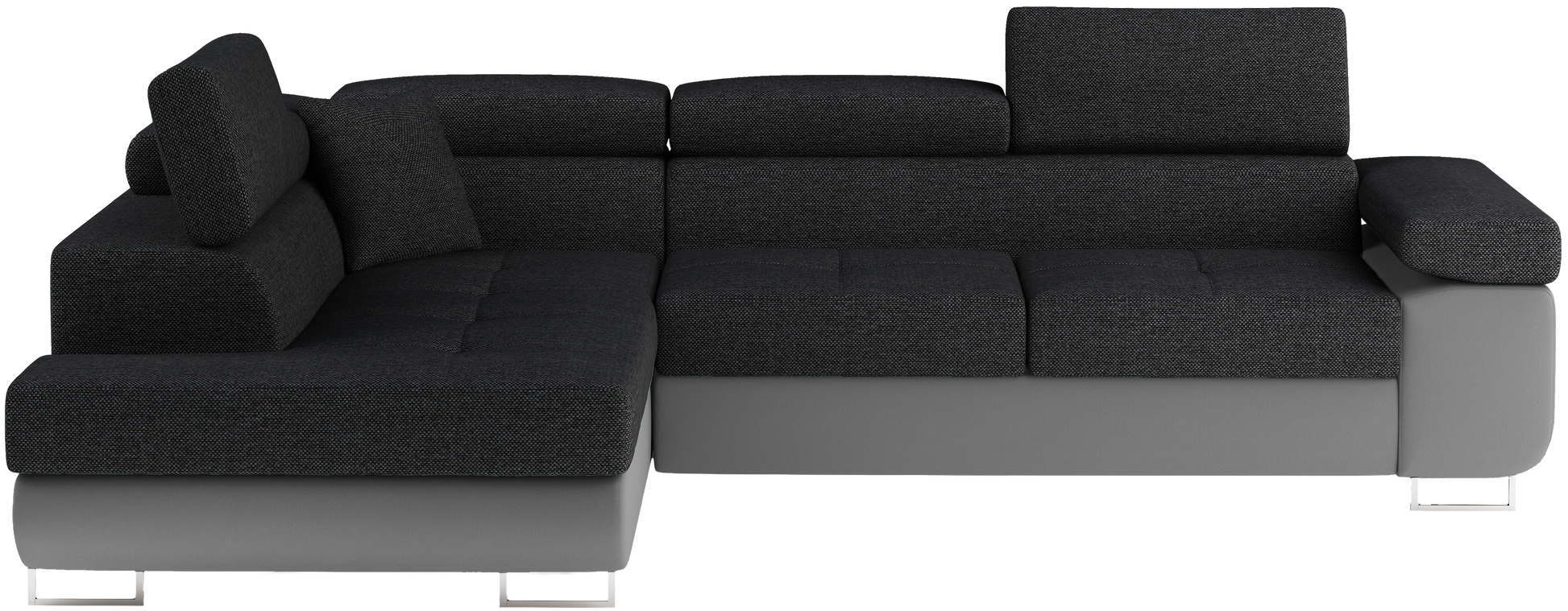 Narożnik Anton Inari 96 ciemnoszary / Soft 29 szary – widok frontalny w układzie lewym.