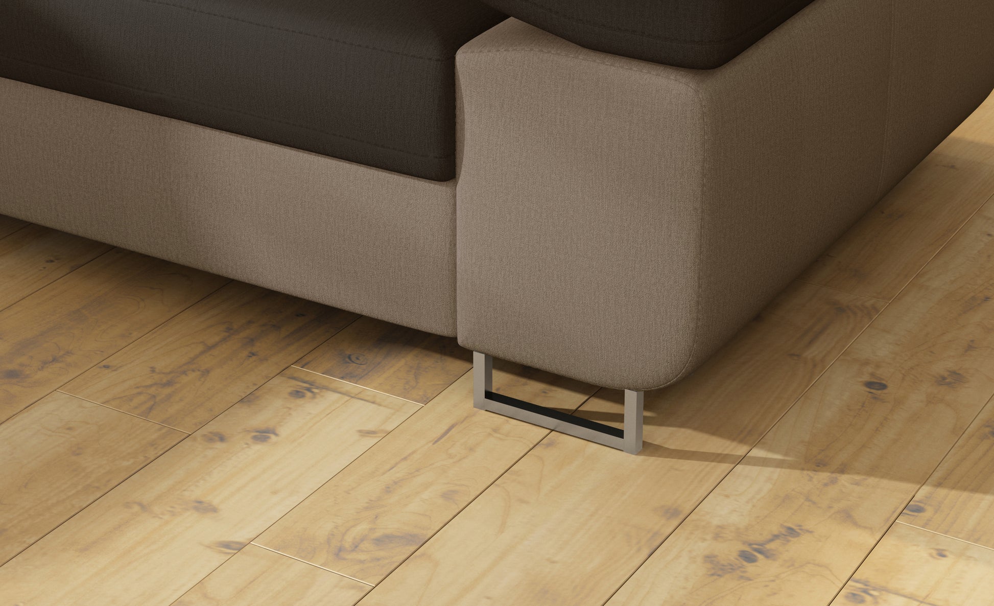 Detal metalowej nóżki narożnika Anton Monolith 29 brązowy / Monolith 09 jasnobrązowy.