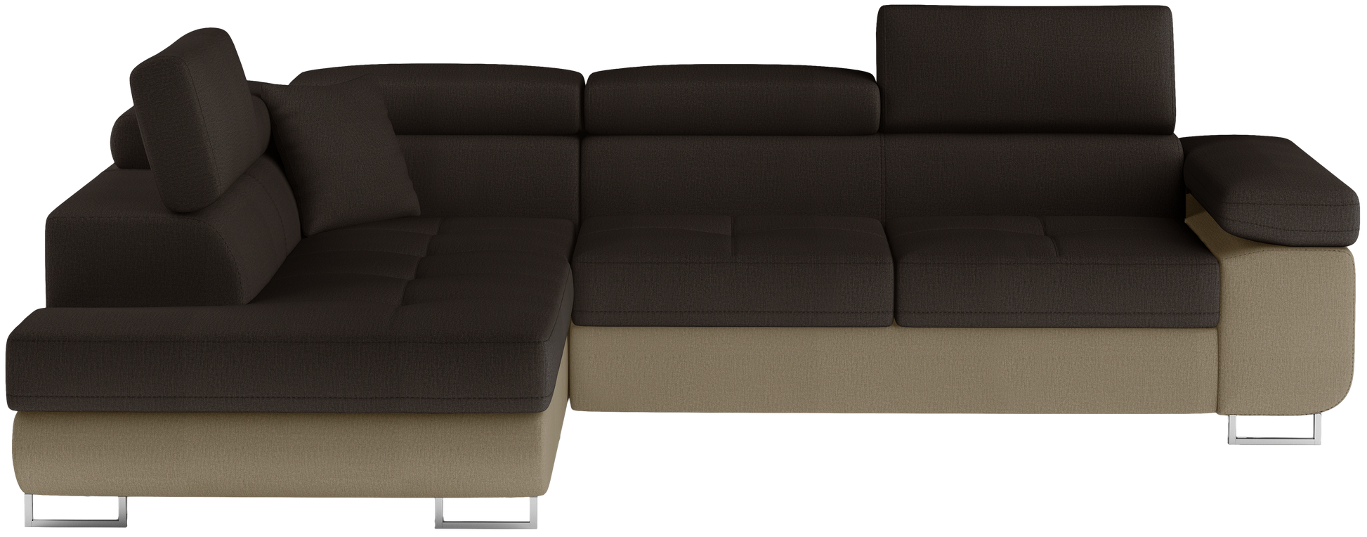 Narożnik Anton Monolith 29 brązowy / Monolith 09 jasnobrązowy – widok frontalny w układzie lewym.