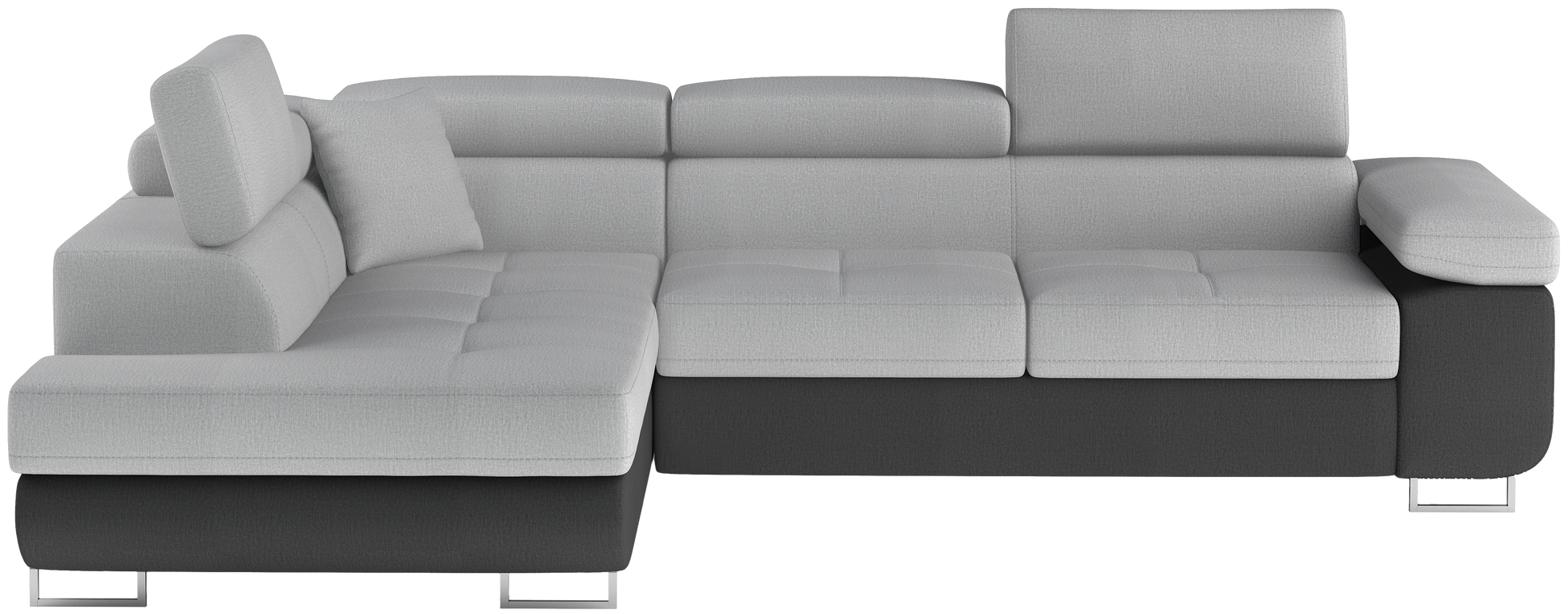 Narożnik Anton Monolith 84 jasnoszary / Monolith 97 ciemnoszary – widok frontalny w układzie lewym.