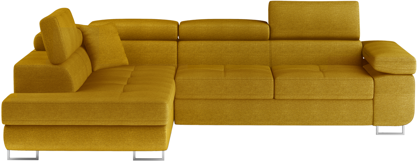 Narożnik Anton Omega 68 żółty – widok frontalny w układzie lewym.