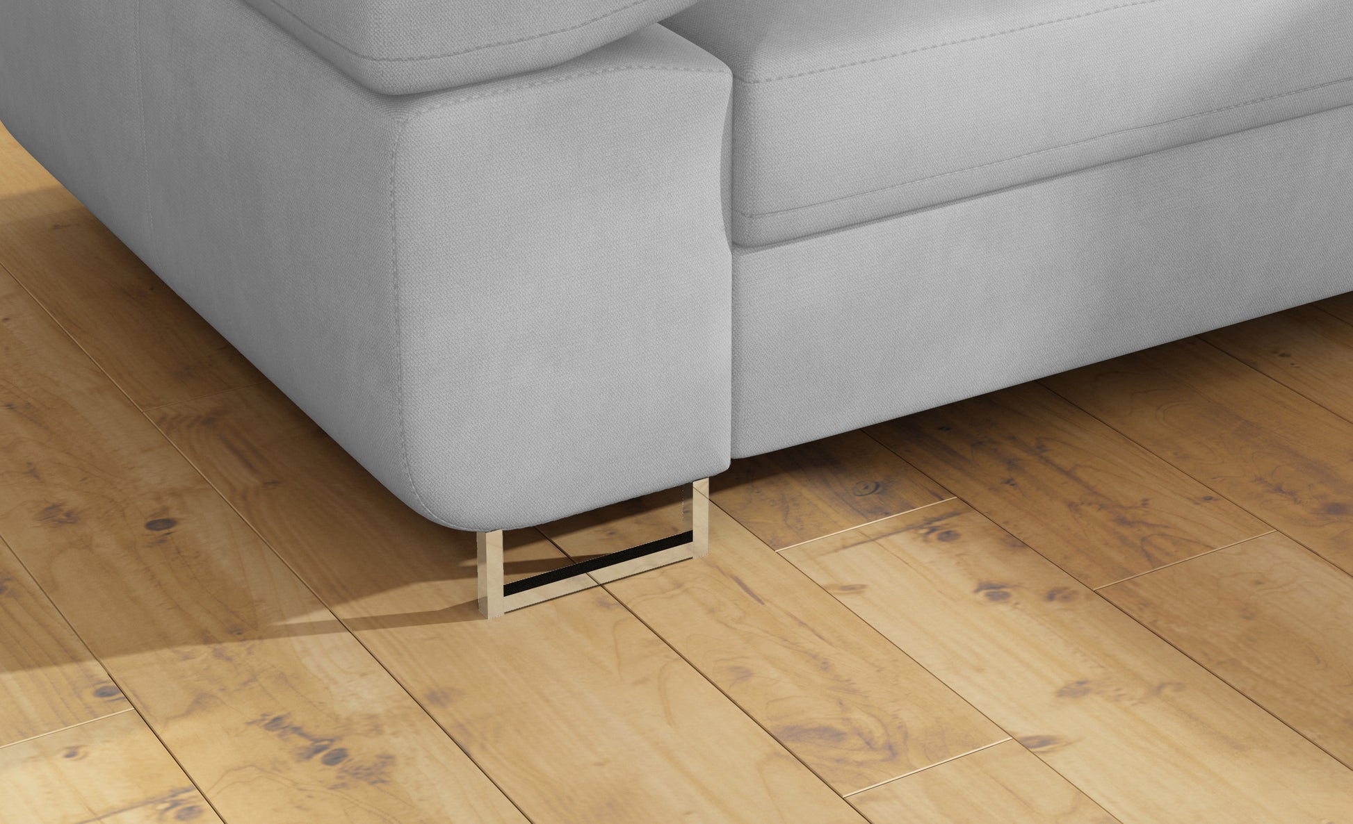 Detal metalowej nóżki narożnika Anton Paros 05 jasnoszary.