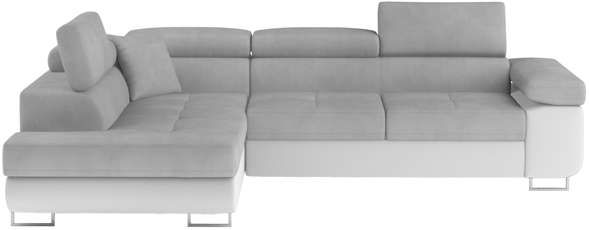 Narożnik Anton Paros 05 jasnoszary / Soft 17 biały – widok frontalny w układzie lewym.