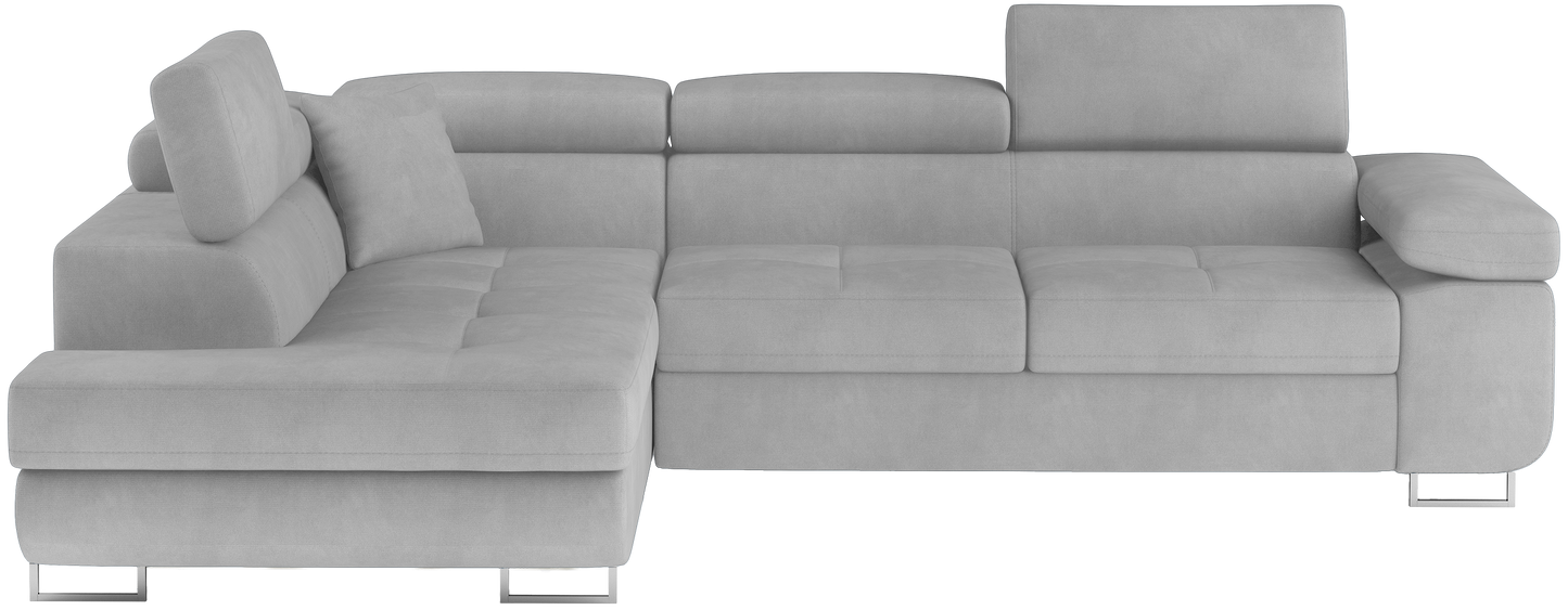 Narożnik Anton Paros 05 jasnoszary – widok frontalny w układzie lewym.