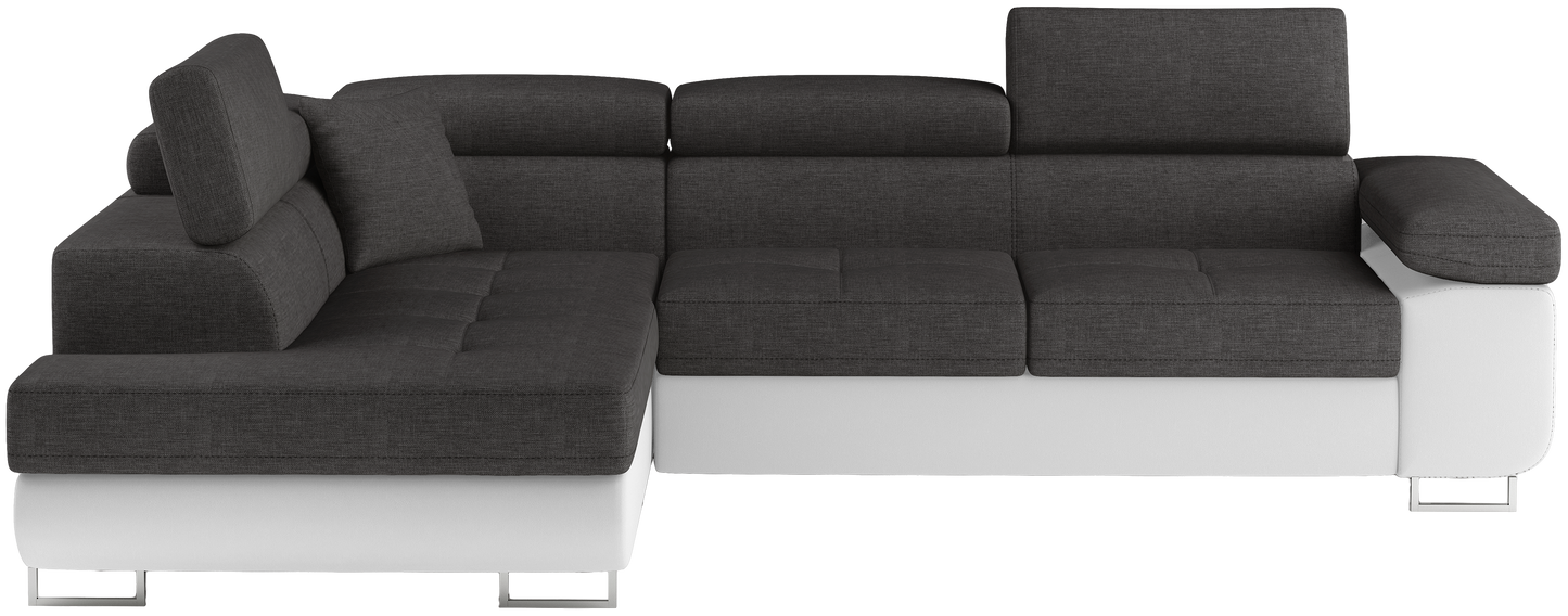 Narożnik Anton Sawana 05 ciemnoszary / Soft 17 biały – widok frontalny w układzie lewym.