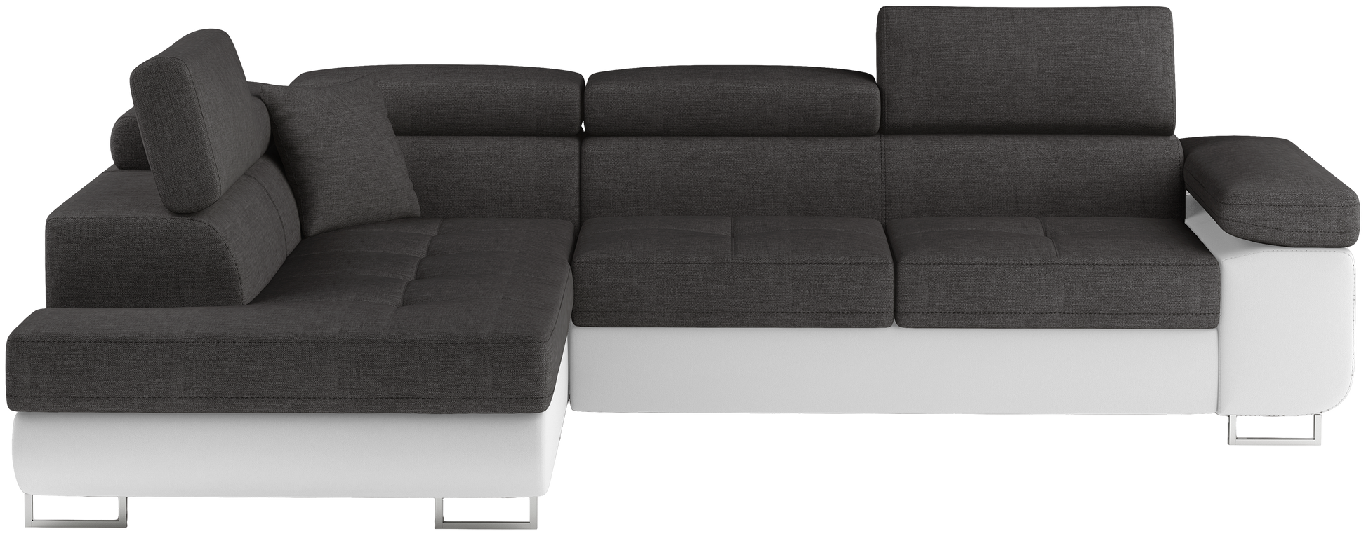 Narożnik Anton Sawana 05 ciemnoszary / Soft 17 biały – widok frontalny w układzie lewym.