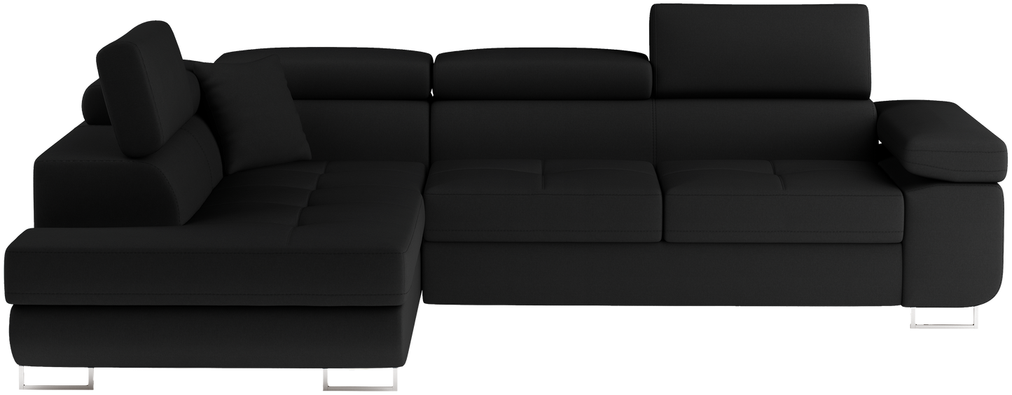 Narożnik Anton Sawana 14 czarny – widok frontalny w układzie lewym.