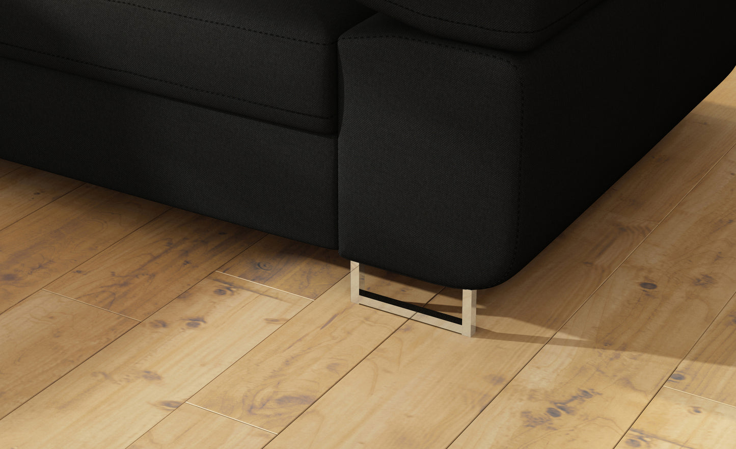 Detal metalowej nóżki narożnika Anton Sawana 14 czarny.