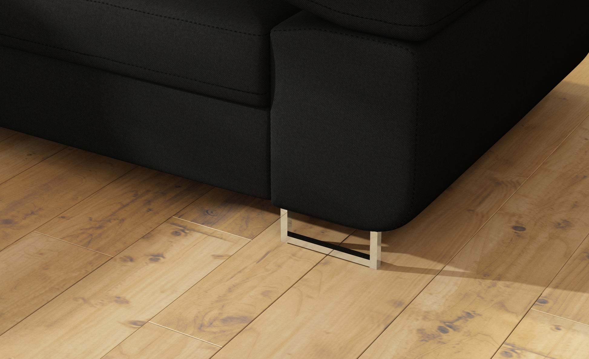 Detal metalowej nóżki narożnika Anton Sawana 14 czarny.