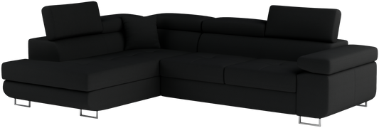 Narożnik Anton w kolorze Sawana 14 czarny, układ lewy – widok z przodu pod kątem.