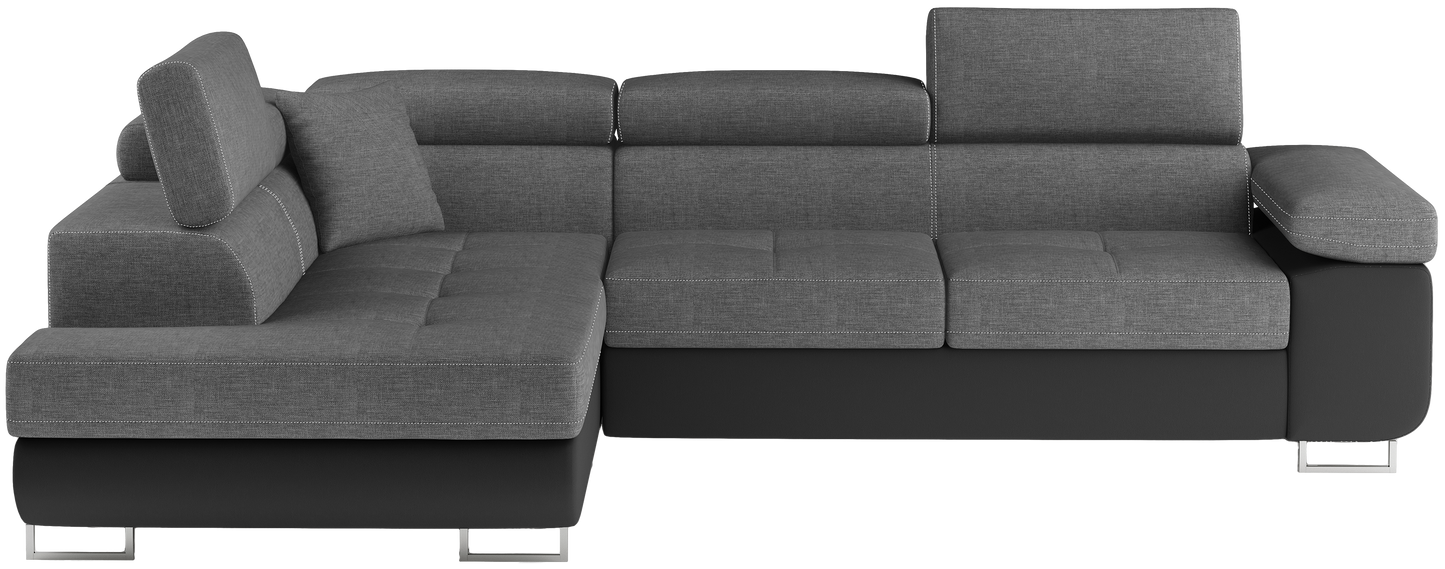 Narożnik Anton Sawana 21 szary / Soft 11 czarny – widok frontalny w układzie lewym.