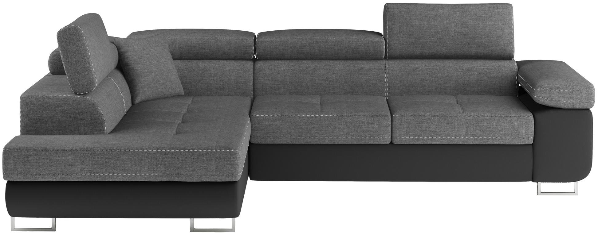 Narożnik Anton Sawana 21 szary / Soft 11 czarny – widok frontalny w układzie lewym.