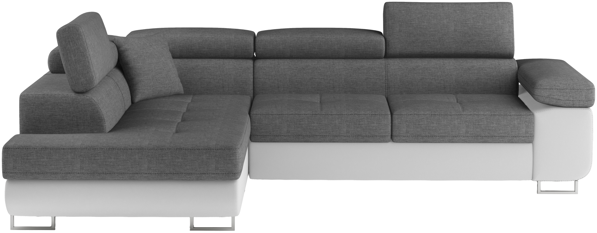 Narożnik Anton Sawana 21 szary / Soft 17 biały – widok frontalny w układzie lewym.