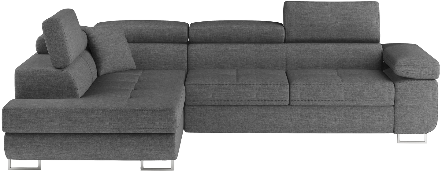 Narożnik Anton Sawana 21 szary – widok frontalny w układzie lewym.