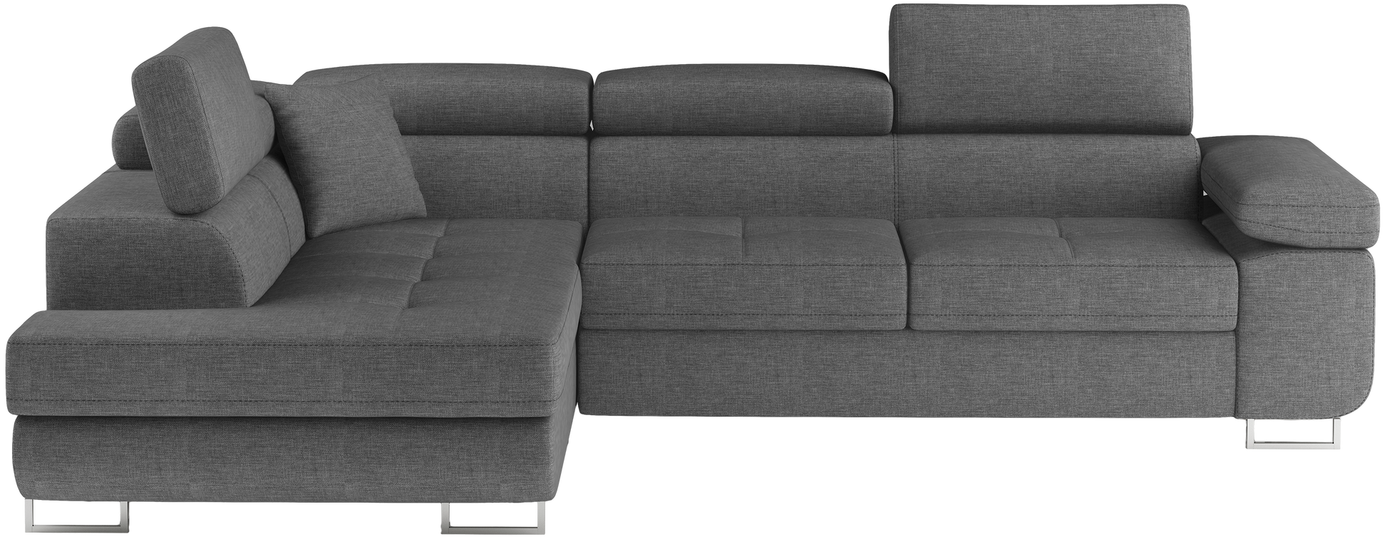 Narożnik Anton Sawana 21 szary – widok frontalny w układzie lewym.