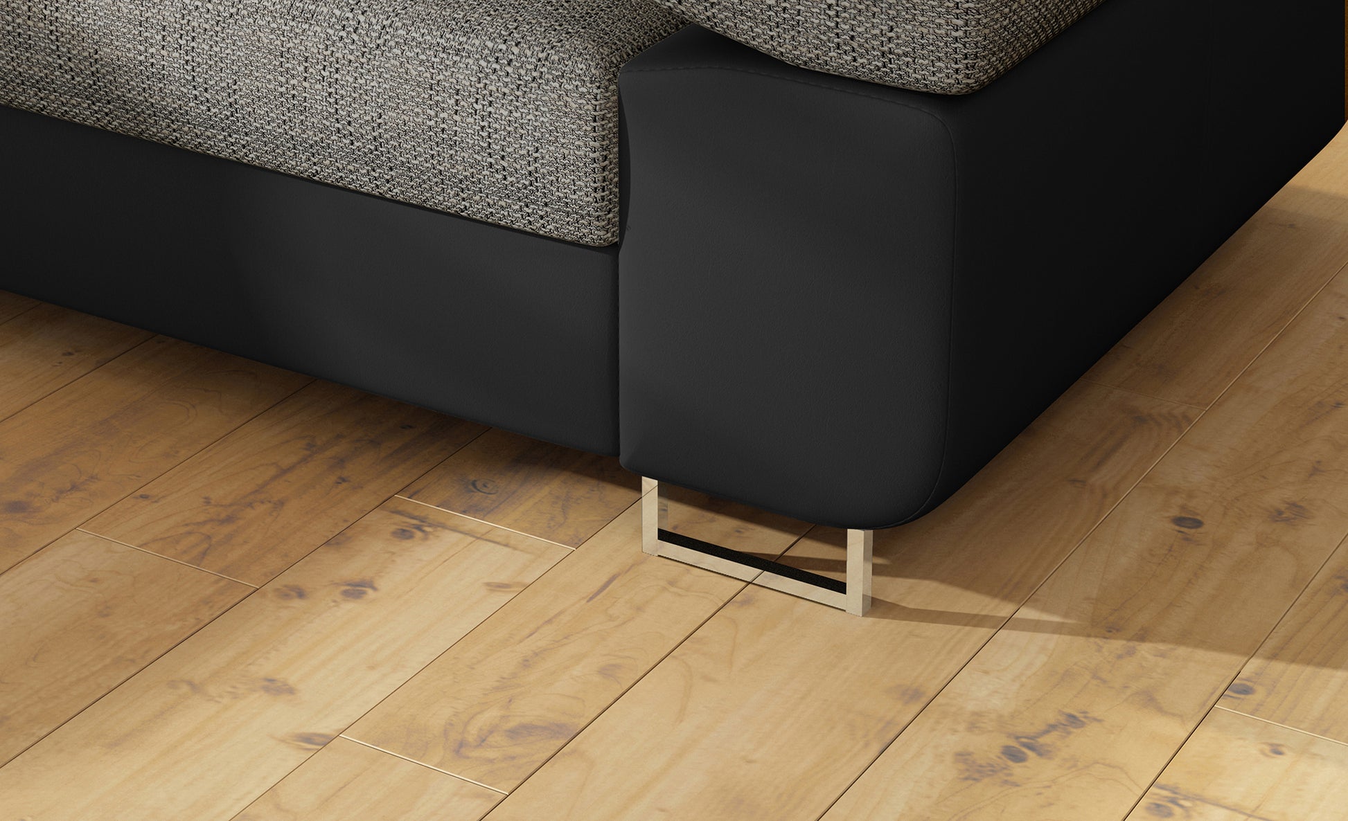 Detal nóżki narożnika Anton Berlin 01 czarny / Soft 11 czarny – metalowy stelaż.