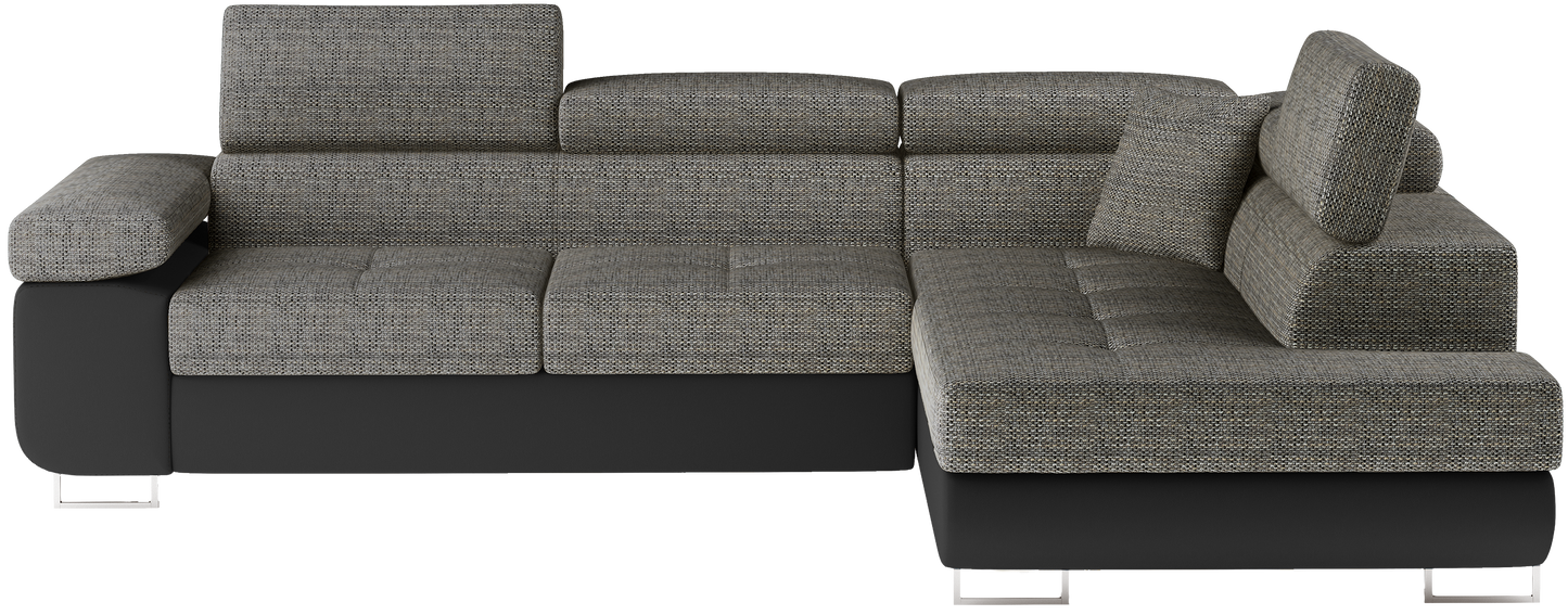 Narożnik Anton Berlin 01 czarny / Soft 11 czarny – widok frontalny w układzie prawym.