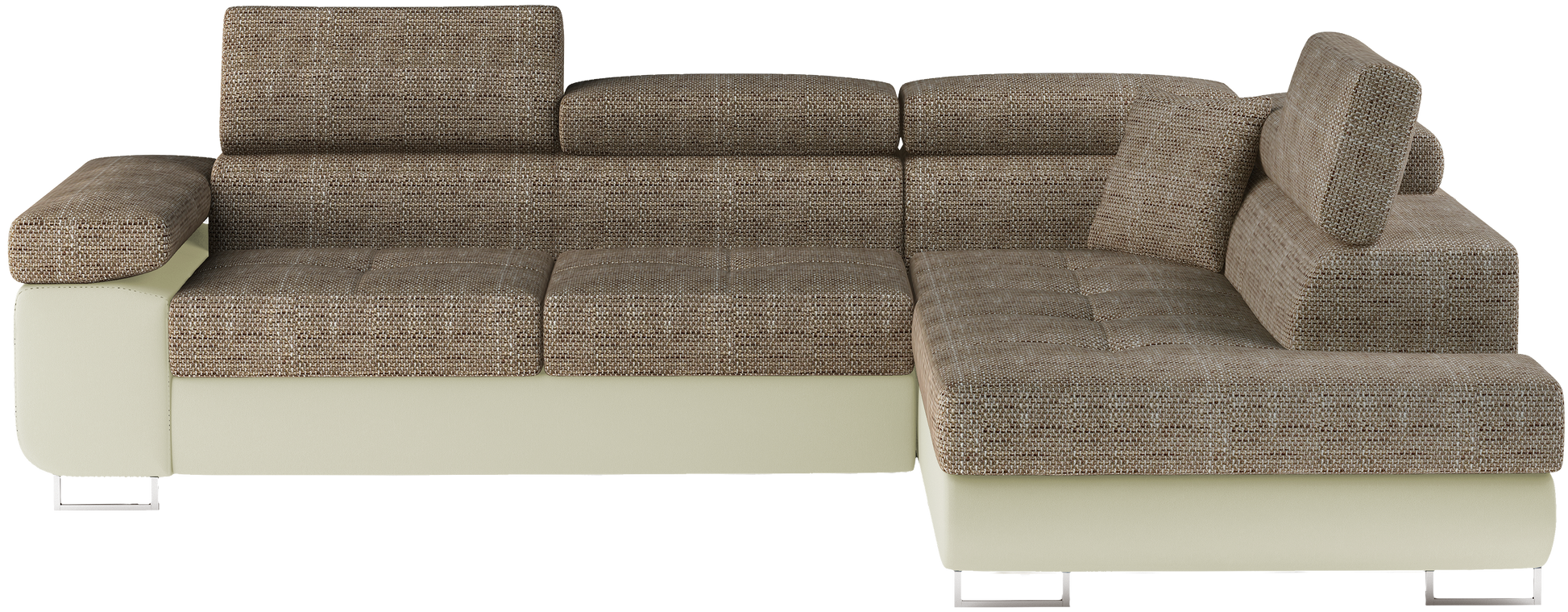 Narożnik Anton Berlin 03 ciemnobeżowy / Soft 33 beżowy – widok frontalny w układzie prawym.