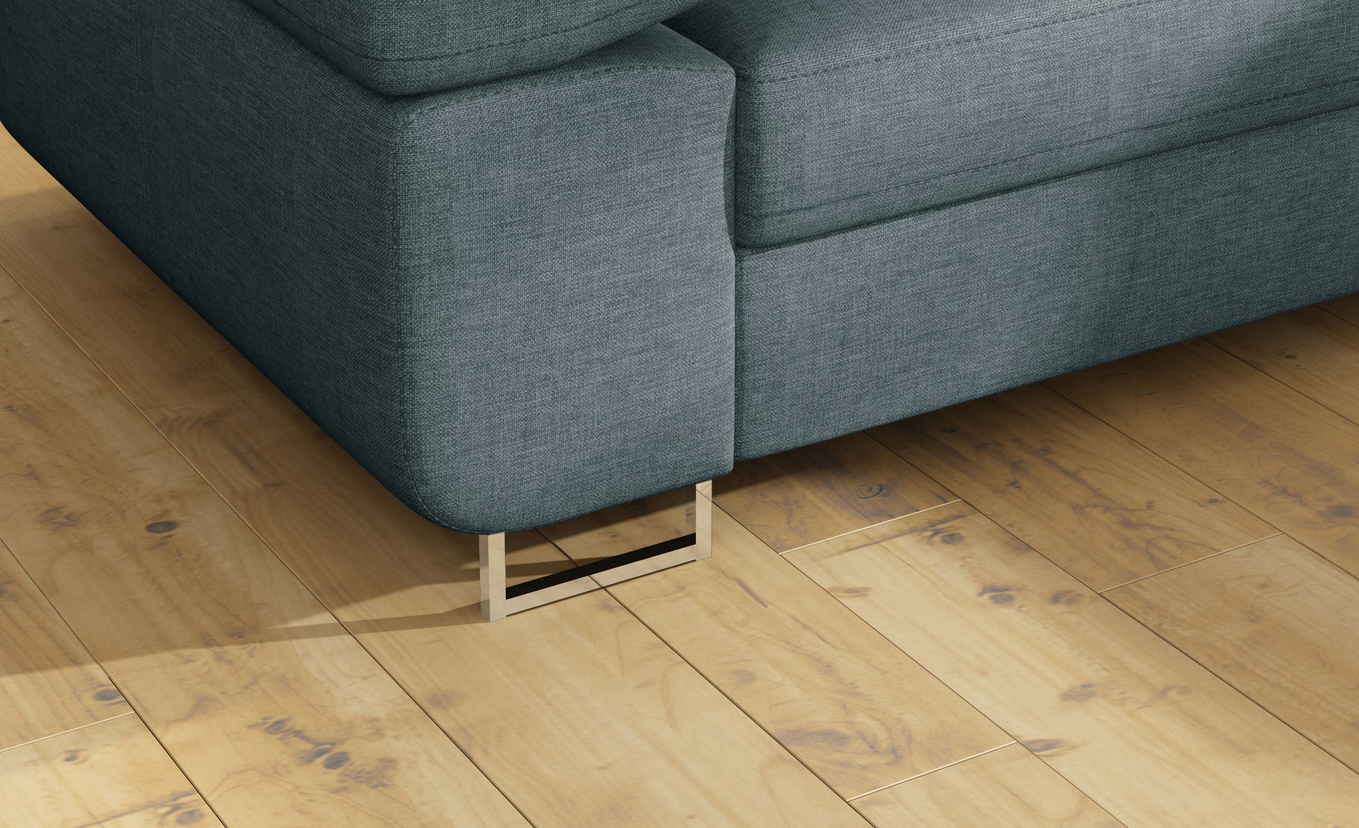 Detal metalowej nóżki narożnika Anton Cover 70 niebieski.