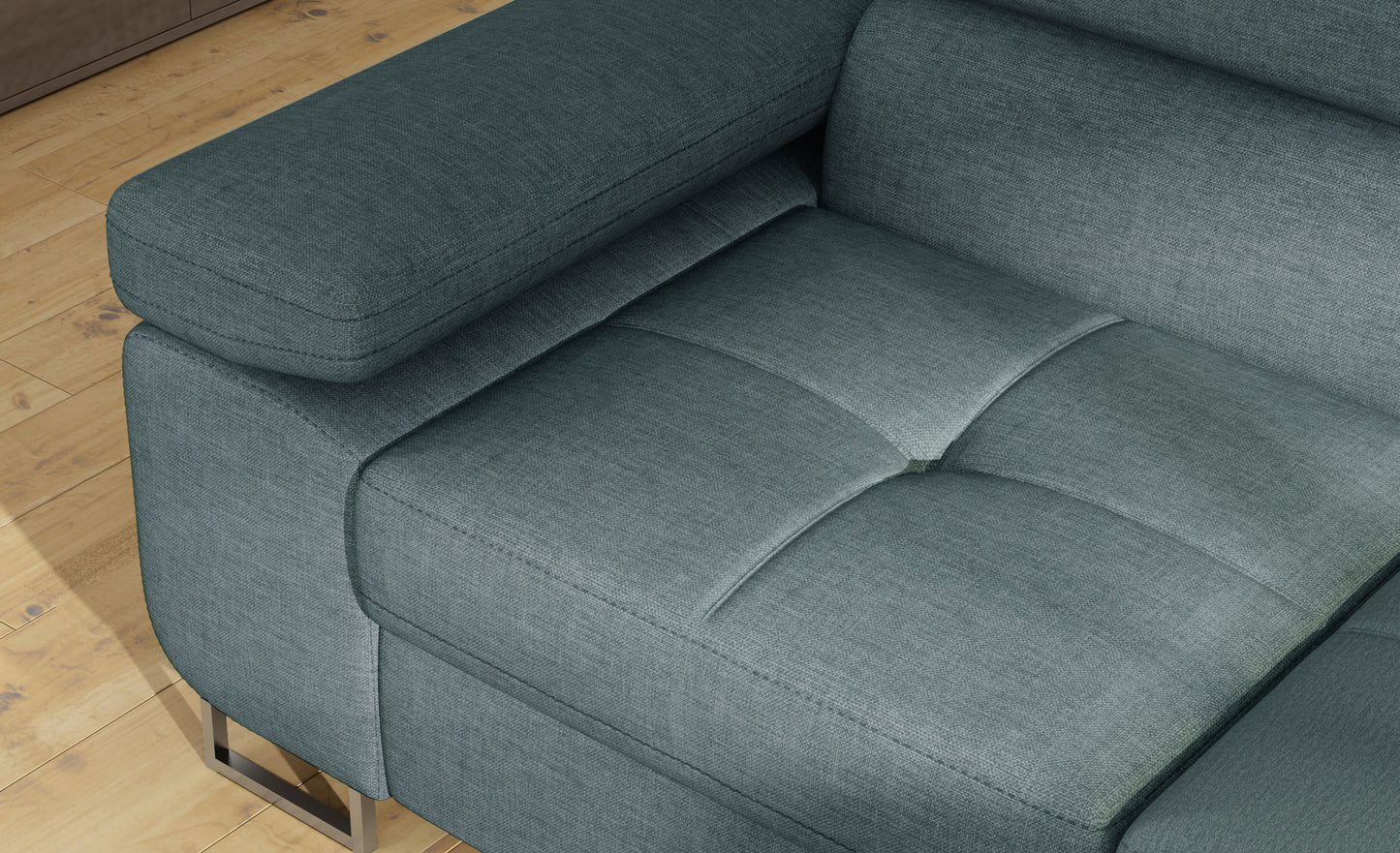 Podłokietnik narożnika Anton w kolorze Cover 70 niebieski – widok z góry.