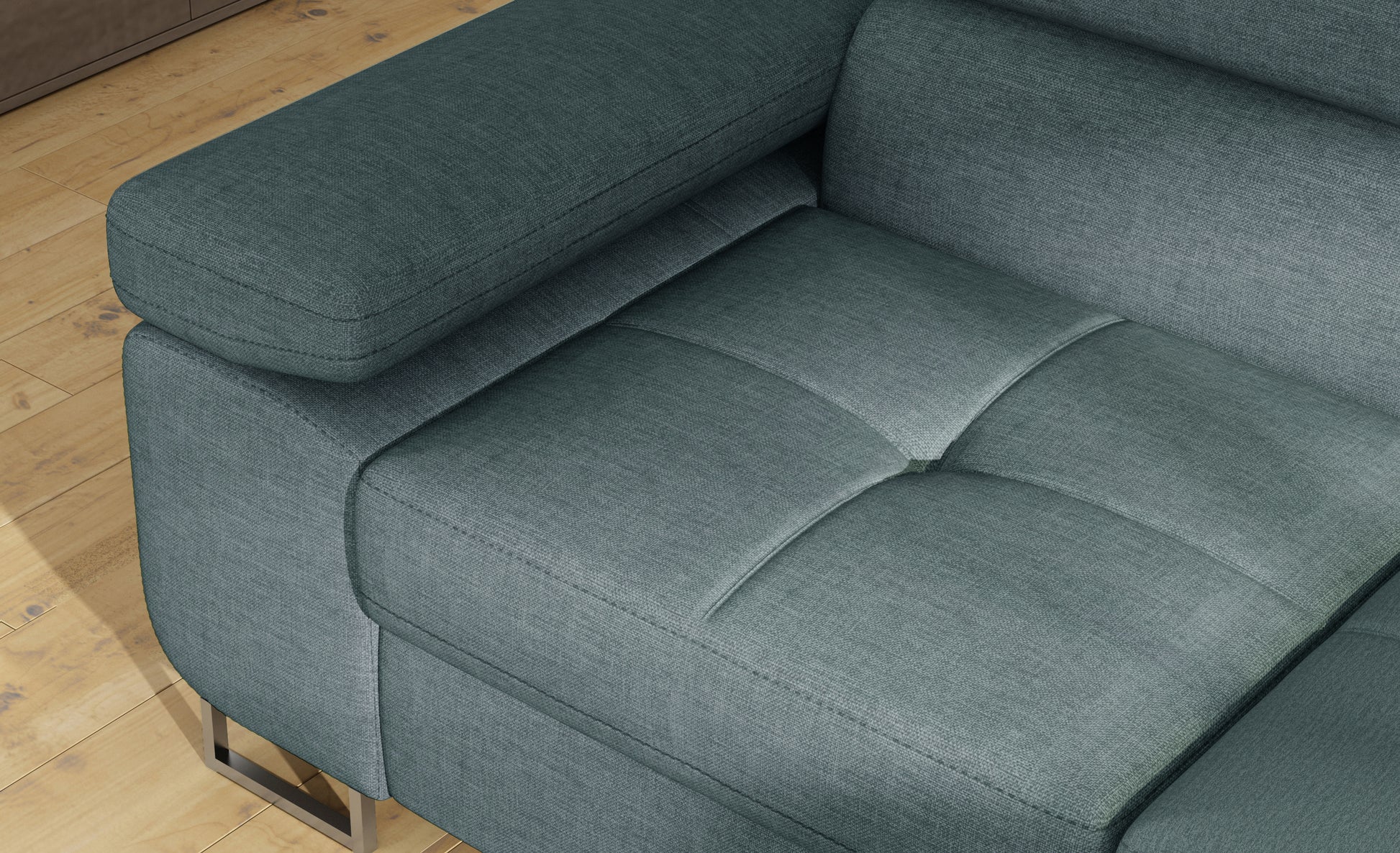 Podłokietnik narożnika Anton w kolorze Cover 70 niebieski – widok z góry.