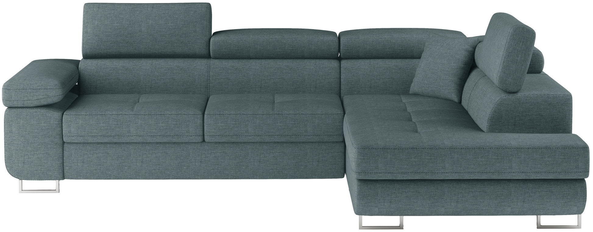 Narożnik Anton Cover 70 niebieski – widok frontalny w układzie prawym.