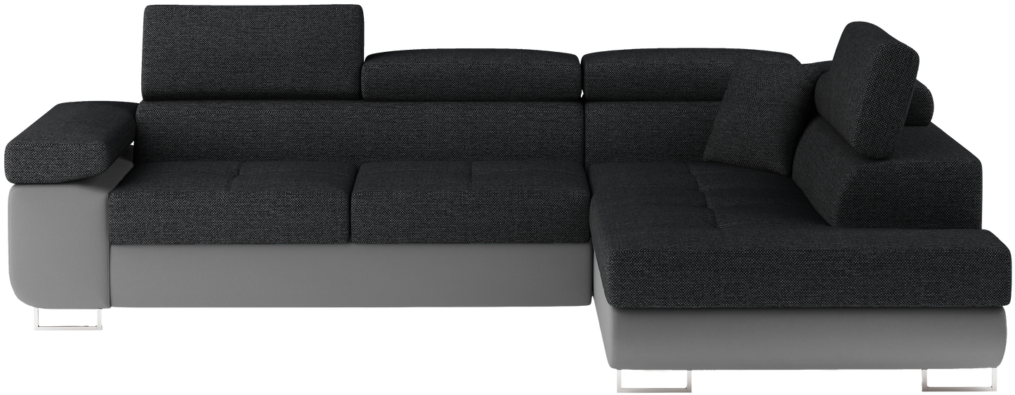 Narożnik Anton Inari 96 ciemnoszary / Soft 29 szary – widok frontalny w układzie prawym.