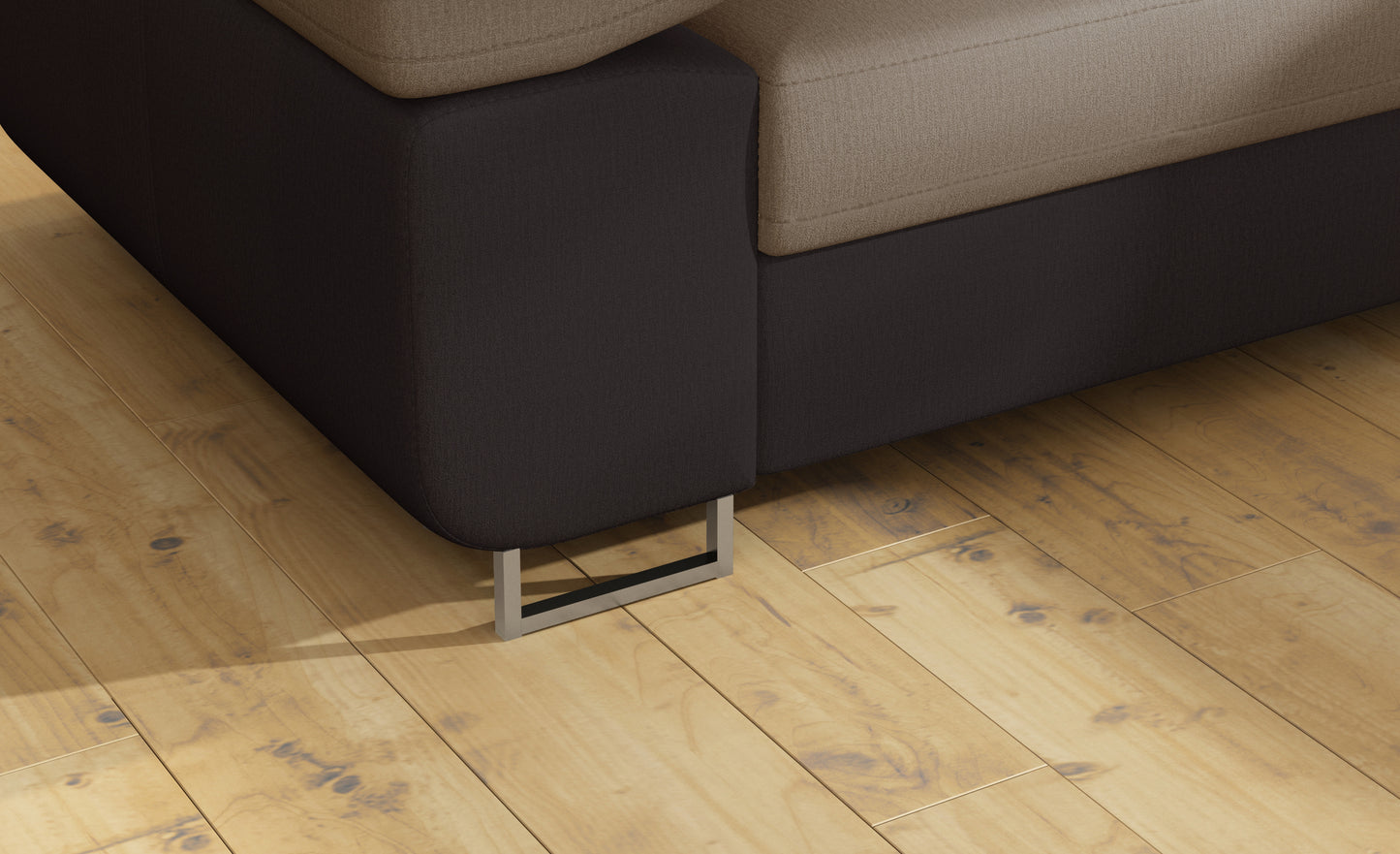 Detal metalowej nóżki narożnika Anton Monolith 09 jasnobrązowy / Monolith 29 brązowy.