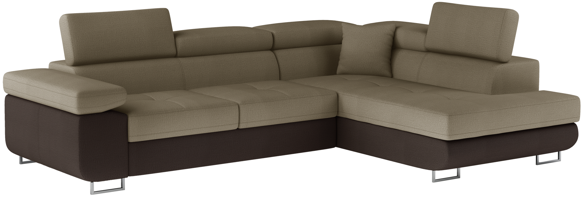 Narożnik Anton w kolorze Monolith 09 jasnobrązowy / Monolith 29 brązowy, układ prawy – widok z przodu pod kątem.