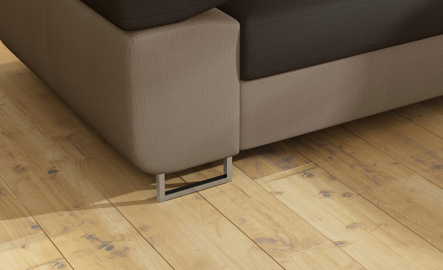 Detal metalowej nóżki narożnika Anton Monolith 29 brązowy / Monolith 09 jasnobrązowy.