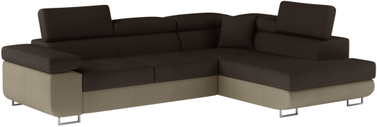 Narożnik Anton w kolorze Monolith 29 brązowy / Monolith 09 jasnobrązowy, układ prawy – widok z przodu pod kątem.