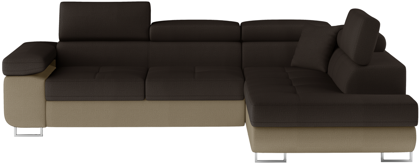 Narożnik Anton Monolith 29 brązowy / Monolith 09 jasnobrązowy – widok frontalny w układzie prawym.