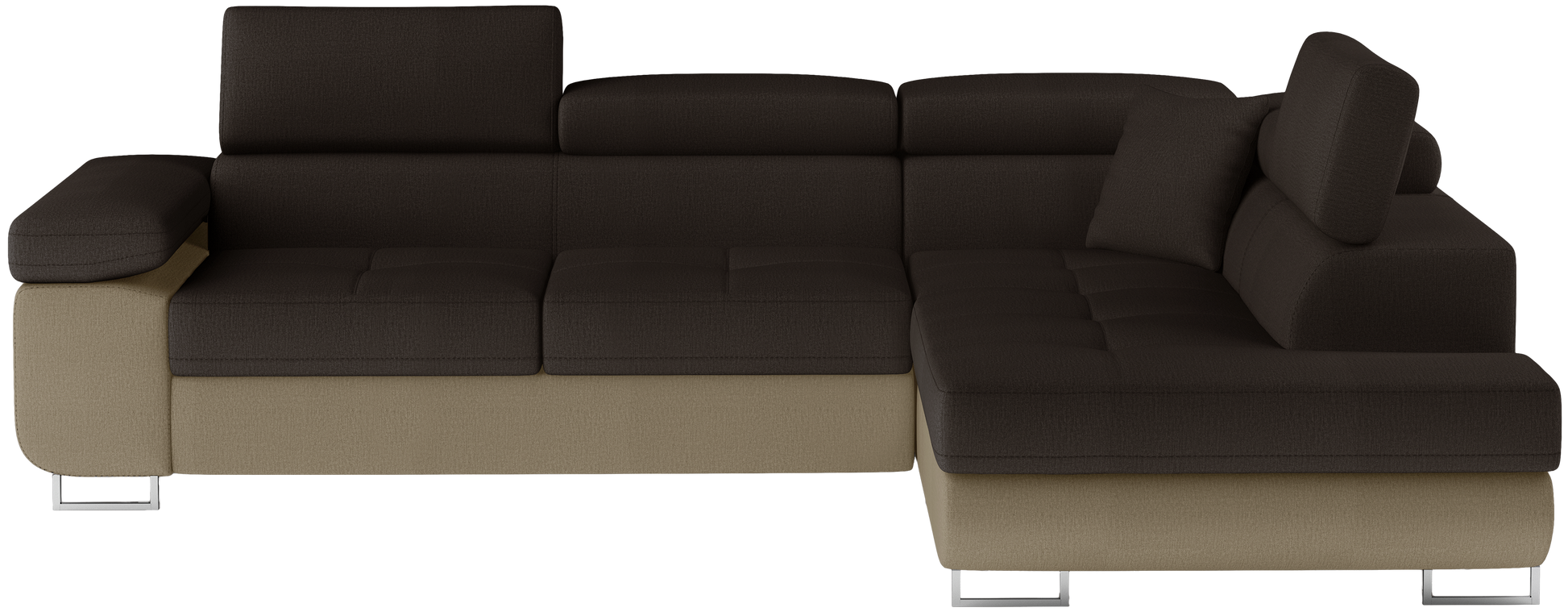 Narożnik Anton Monolith 29 brązowy / Monolith 09 jasnobrązowy – widok frontalny w układzie prawym.