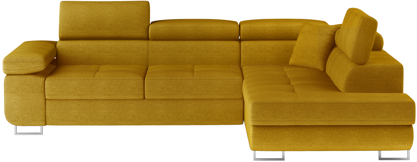 Narożnik Anton Omega 68 żółty – widok frontalny w układzie prawym.