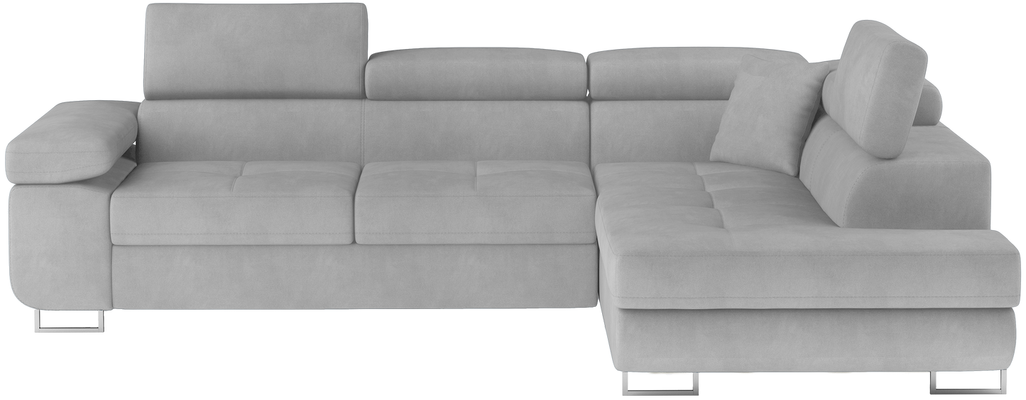 Narożnik Anton Paros 05 jasnoszary – widok frontalny w układzie prawym.