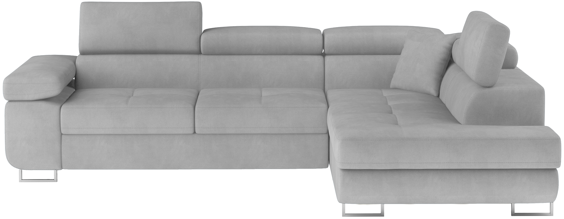 Narożnik Anton Paros 05 jasnoszary – widok frontalny w układzie prawym.